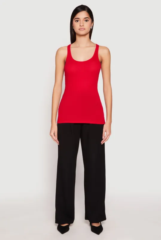 Ribbed Knit Racerback Tank Top sold by Rainbow