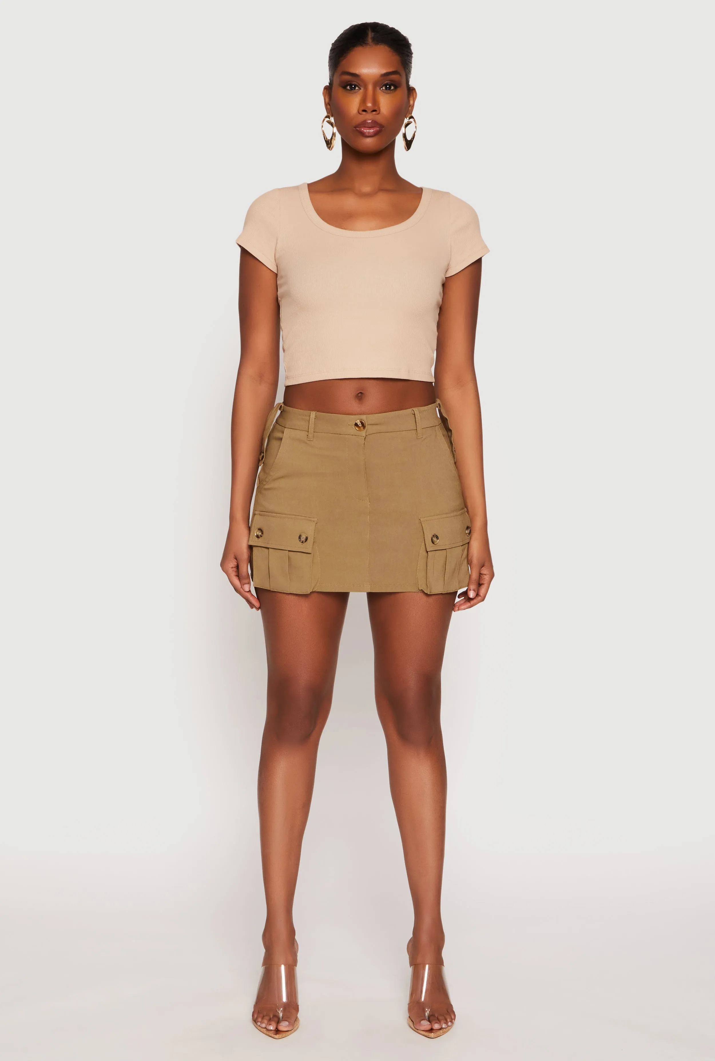 Haute Monde Cargo Pocket Mini Skirt sold by Rainbow