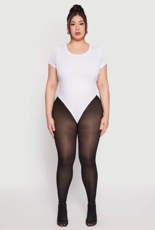 Plus Size Daisy Rib Knit Crew Neck Bodysuit sold by Rainbow