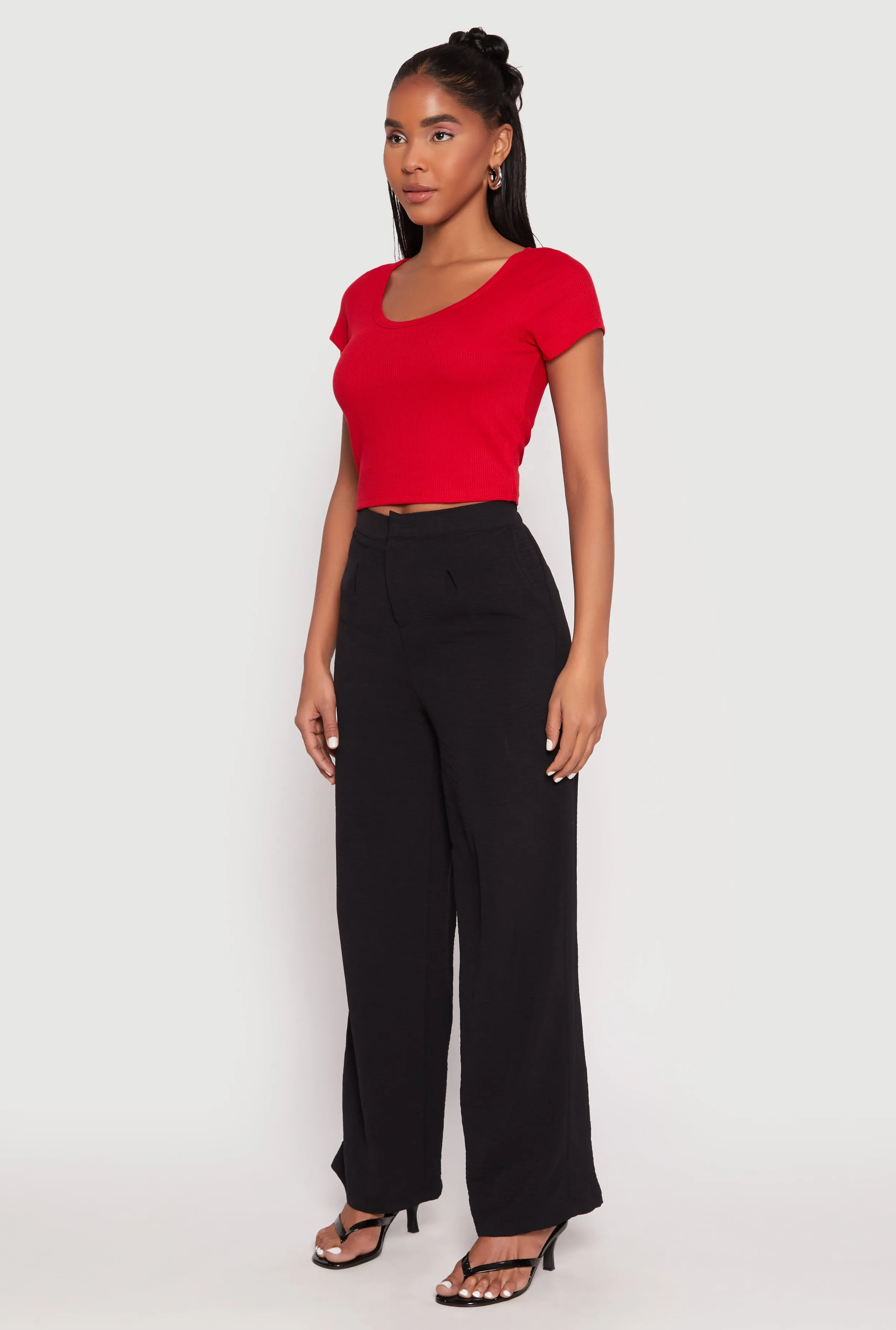 Waffle Knit Short Sleeve Crop Top sold by Rainbow product image thumbnail 3