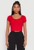 Waffle Knit Short Sleeve Crop Top sold by Rainbow
