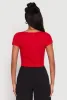 Waffle Knit Short Sleeve Crop Top sold by Rainbow