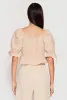 Eyelet Puff Sleeve Peplum Crop Top sold by Rainbow