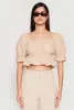 Eyelet Puff Sleeve Peplum Crop Top sold by Rainbow
