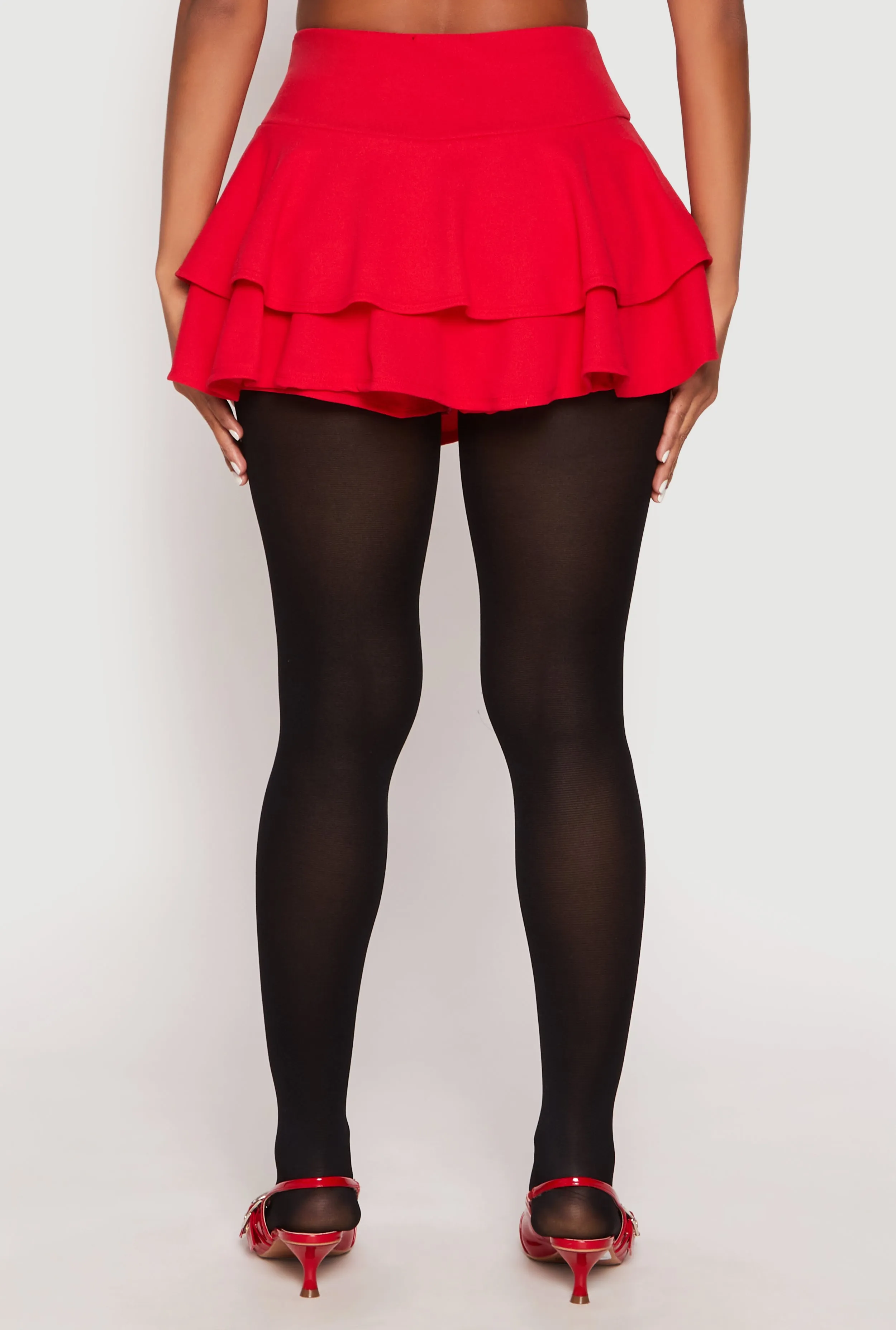 Crepe Knit High Waisted Tiered Skort sold by Rainbow product image thumbnail 5