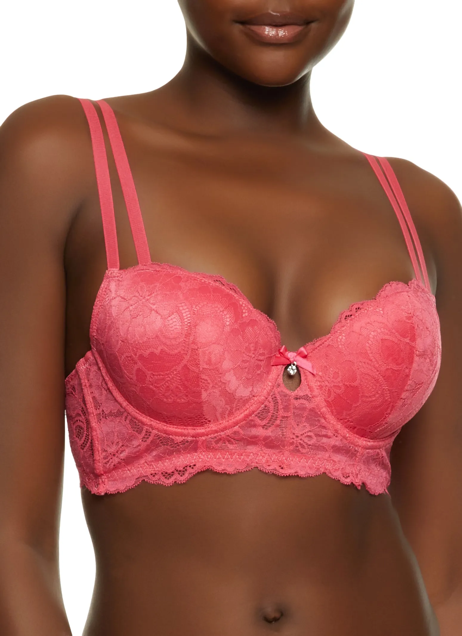 Double Strap Keyhole Lace Plunge Bra sold by Rainbow