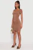 Ruched Short Sleeve Mini Dress sold by Rainbow