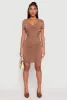 Ruched Short Sleeve Mini Dress sold by Rainbow