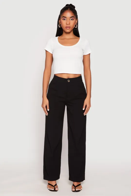 Waffle Knit Short Sleeve Crop Top sold by Rainbow