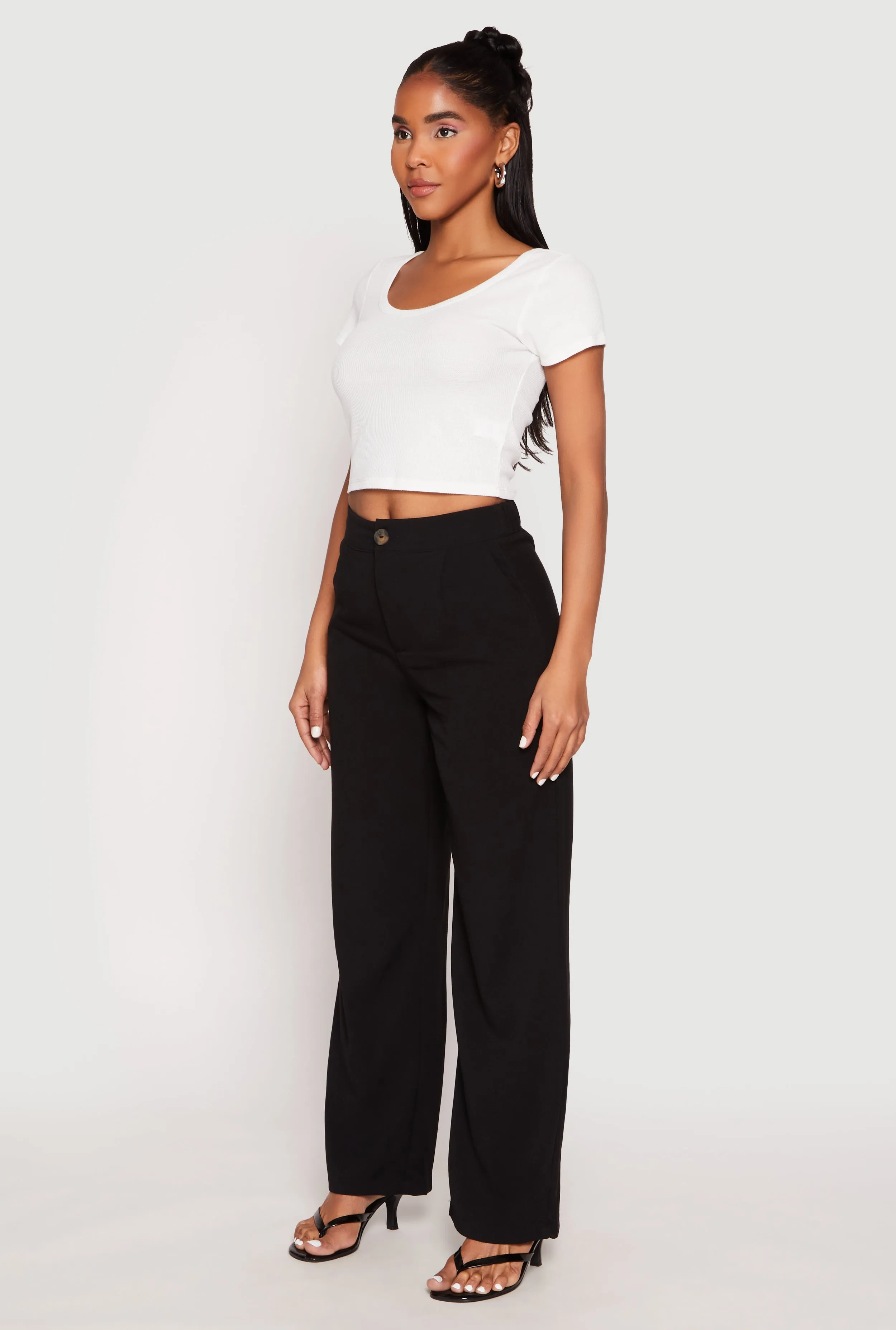 Waffle Knit Short Sleeve Crop Top sold by Rainbow product image thumbnail 3