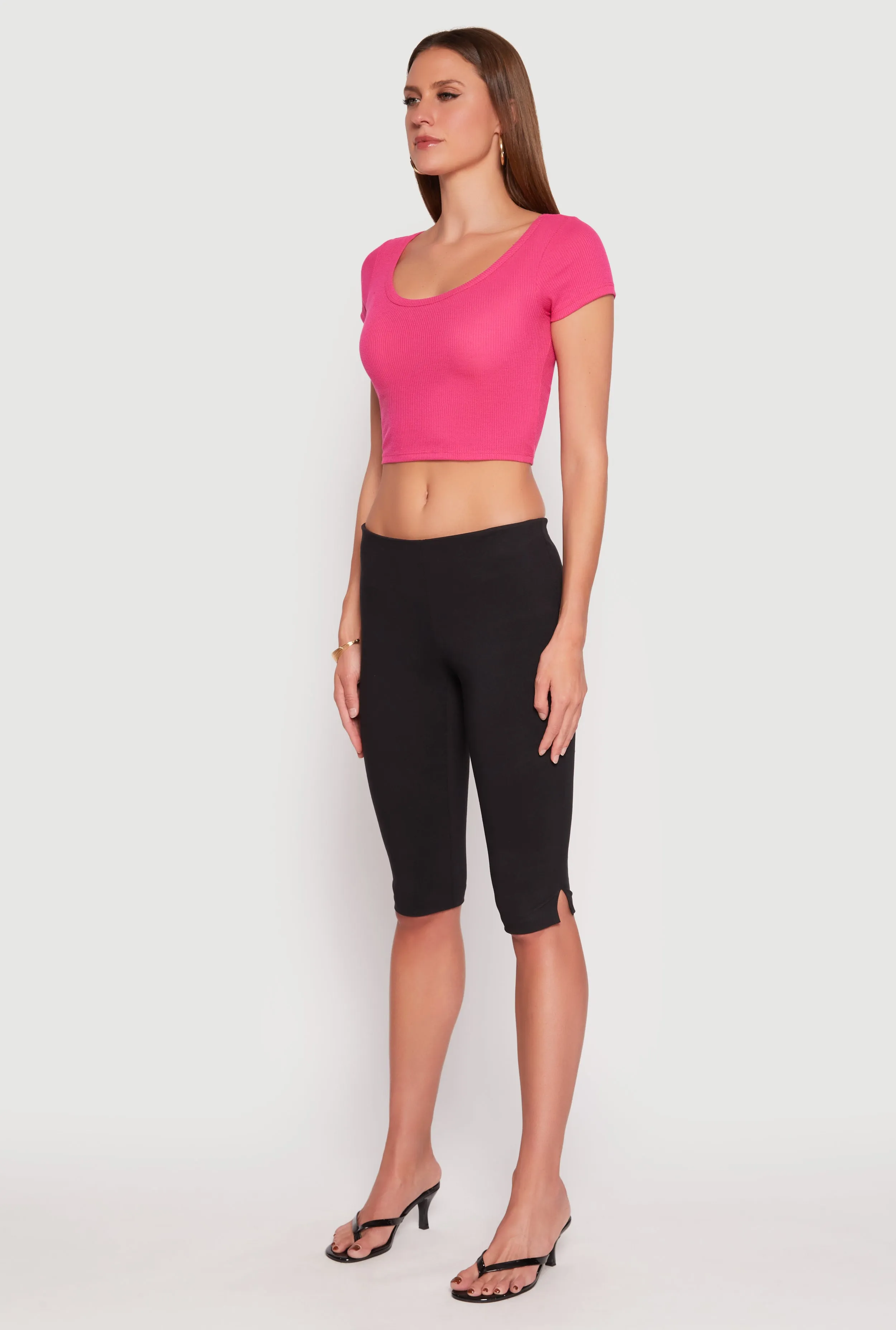 Waffle Knit Short Sleeve Crop Top sold by Rainbow product image thumbnail 3