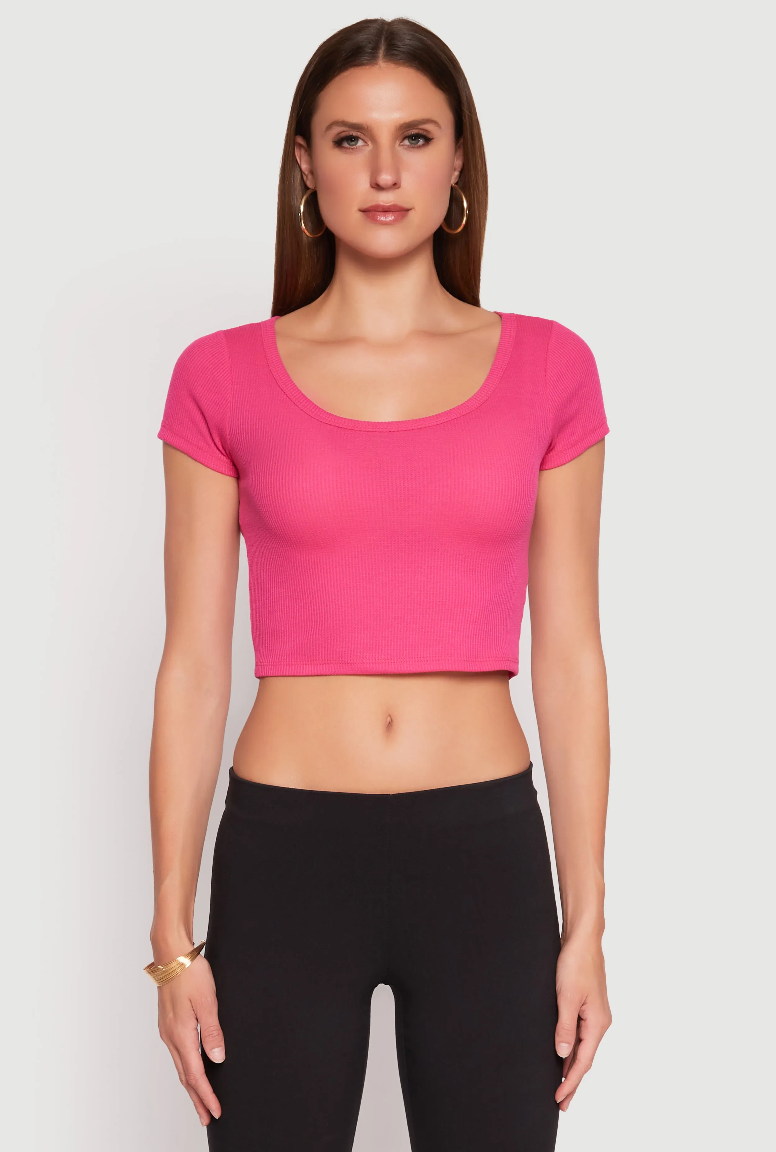 Waffle Knit Short Sleeve Crop Top sold by Rainbow product image thumbnail 2