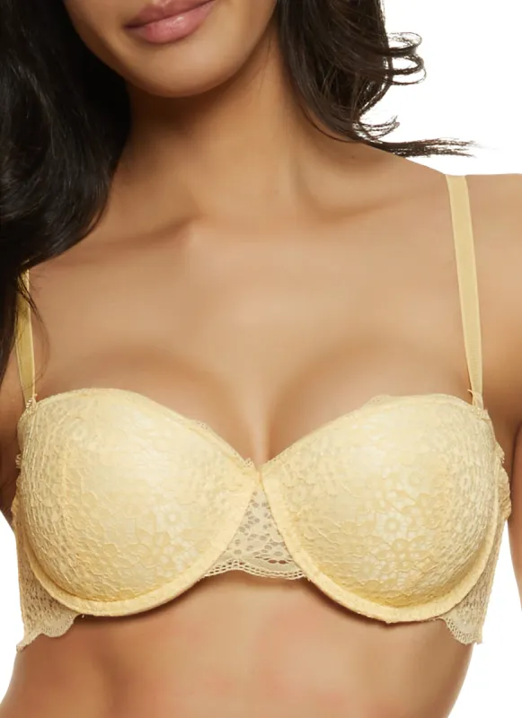 Scalloped Floral Lace Balconette Bra | Converts to Strapless sold by Rainbow