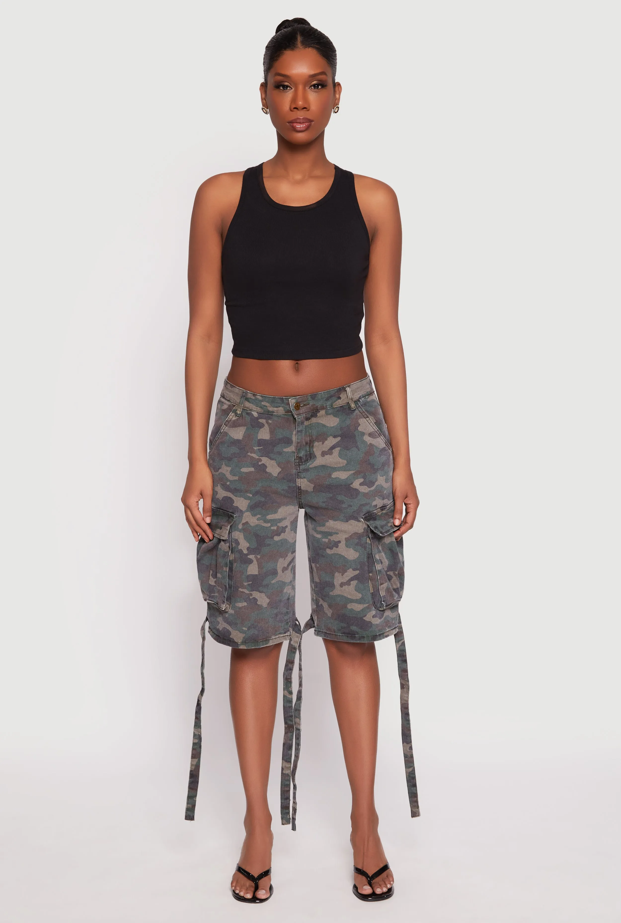 Denim Cargo Bermuda Skater Shorts sold by Rainbow