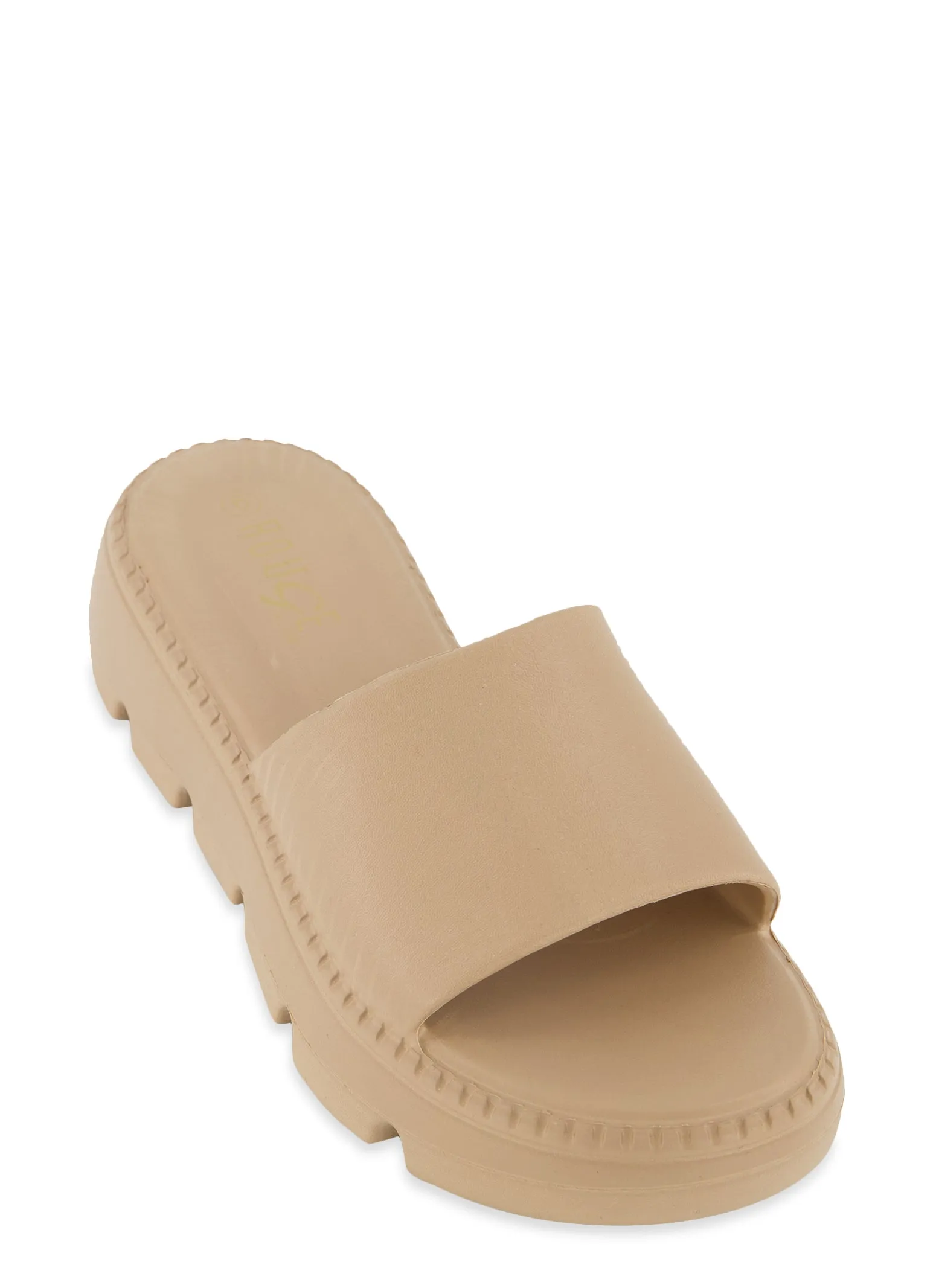 Solid Lug Sole Platform Slide Sandals sold by Rainbow