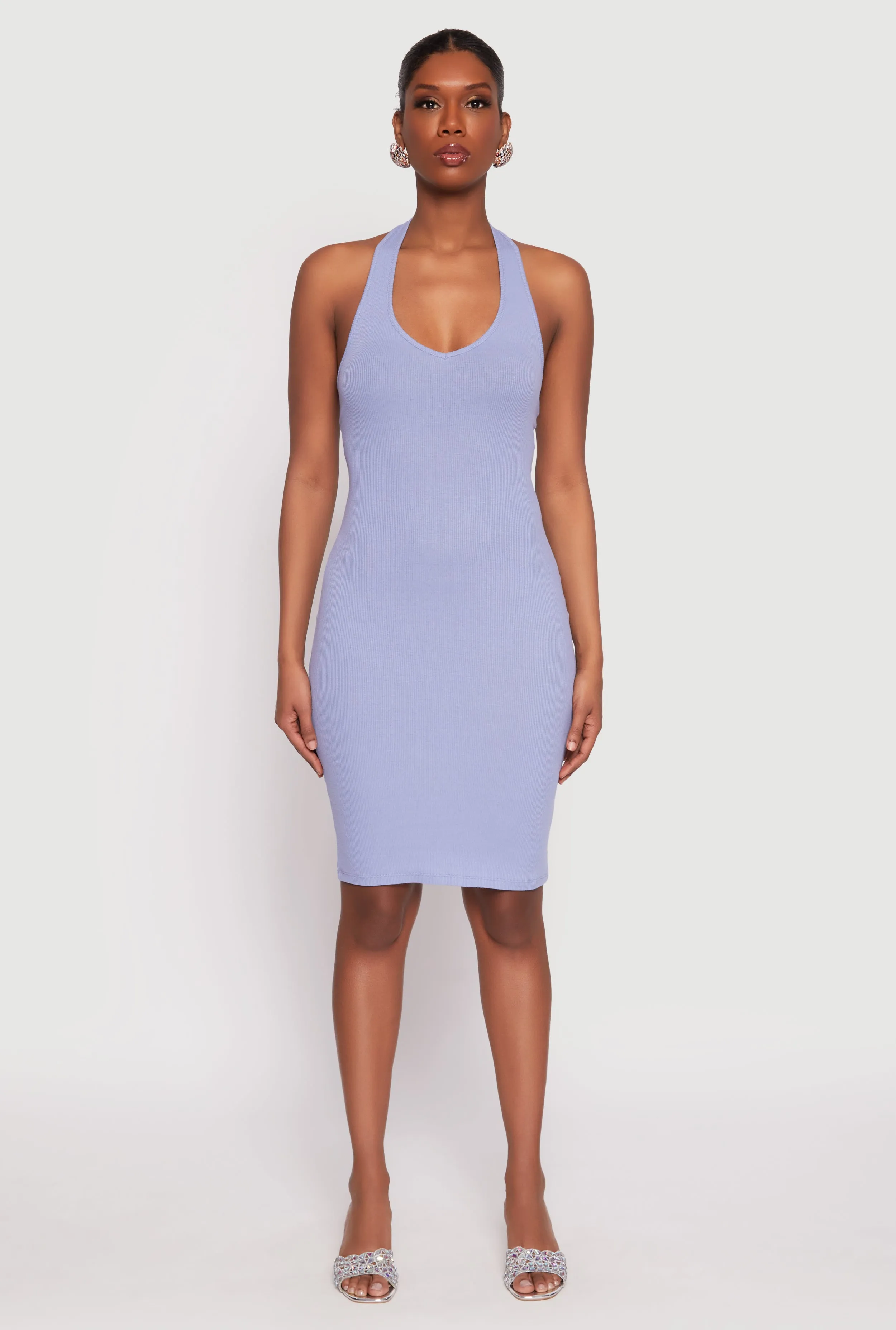 Ribbed Knit Halter Midi Dress sold by Rainbow