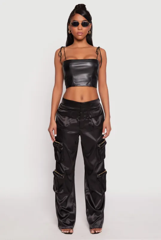 Satin Zip Cargo Pants sold by Rainbow