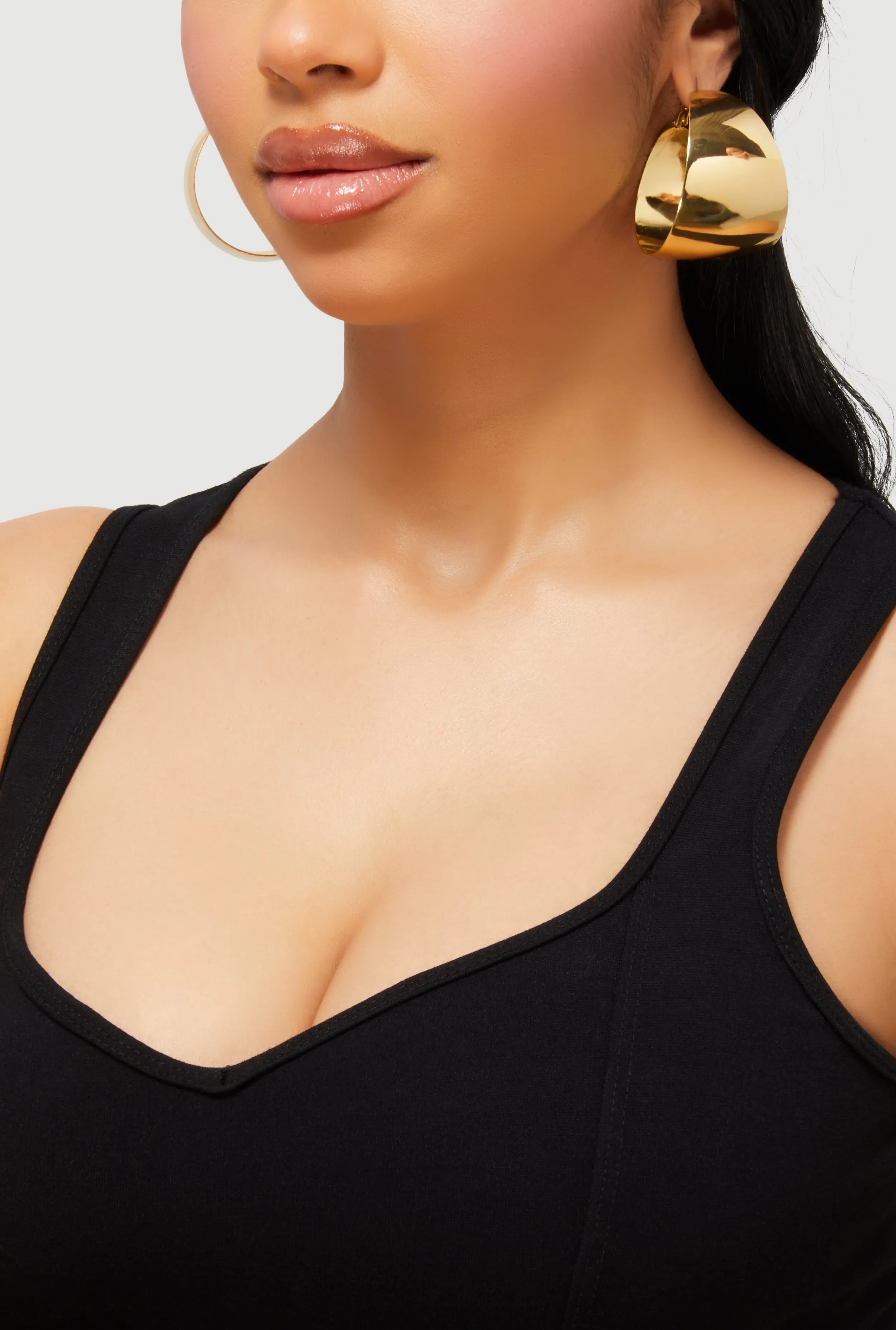 Metallic Wide Hoop Earrings sold by Rainbow product image thumbnail 2