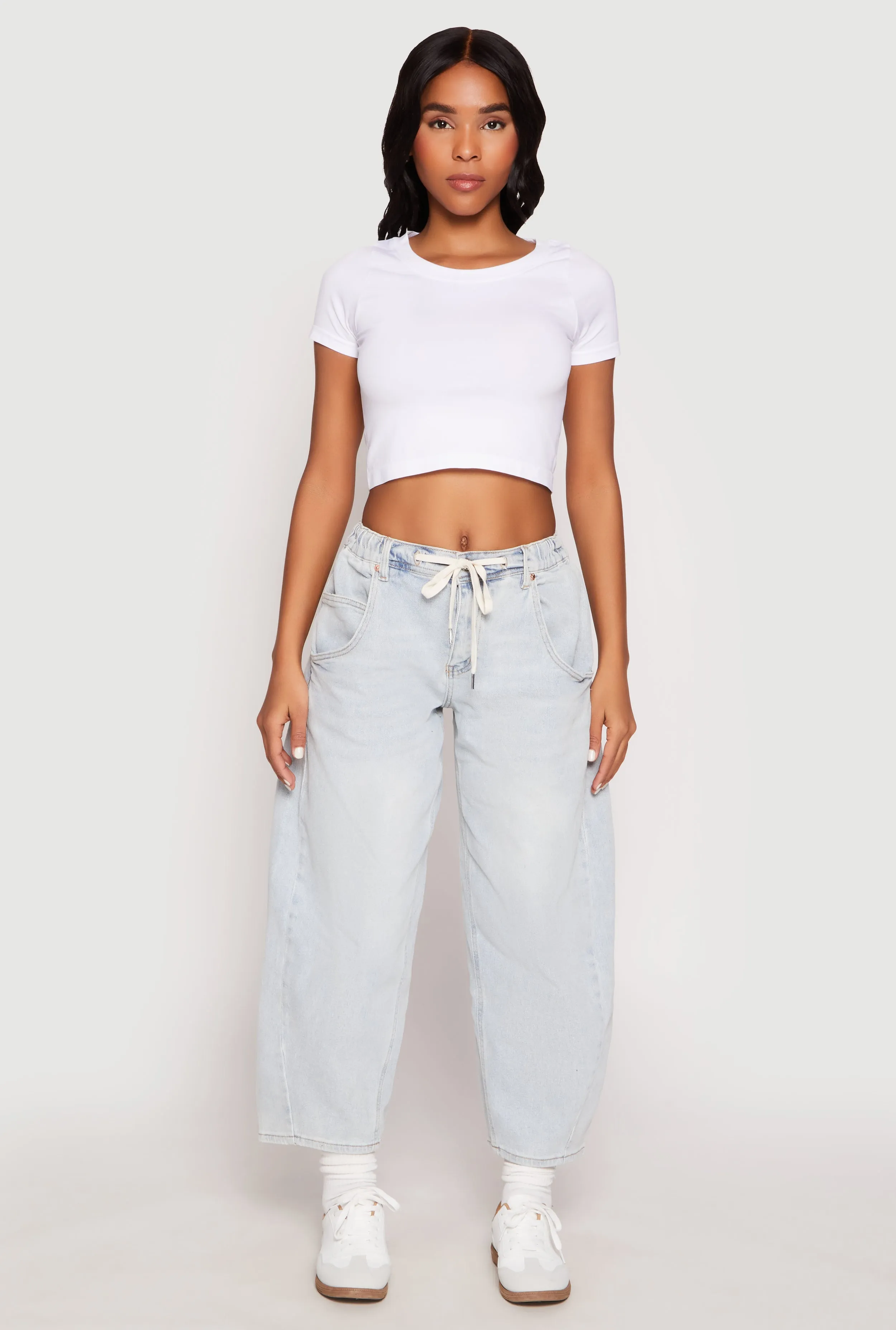 Almost Famous Drawstring Waist Barrel Jeans sold by Rainbow