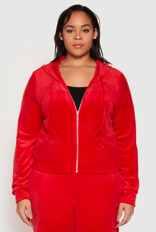 Plus Size Iris Velour Cropped Hooded Sweatshirt sold by Rainbow
