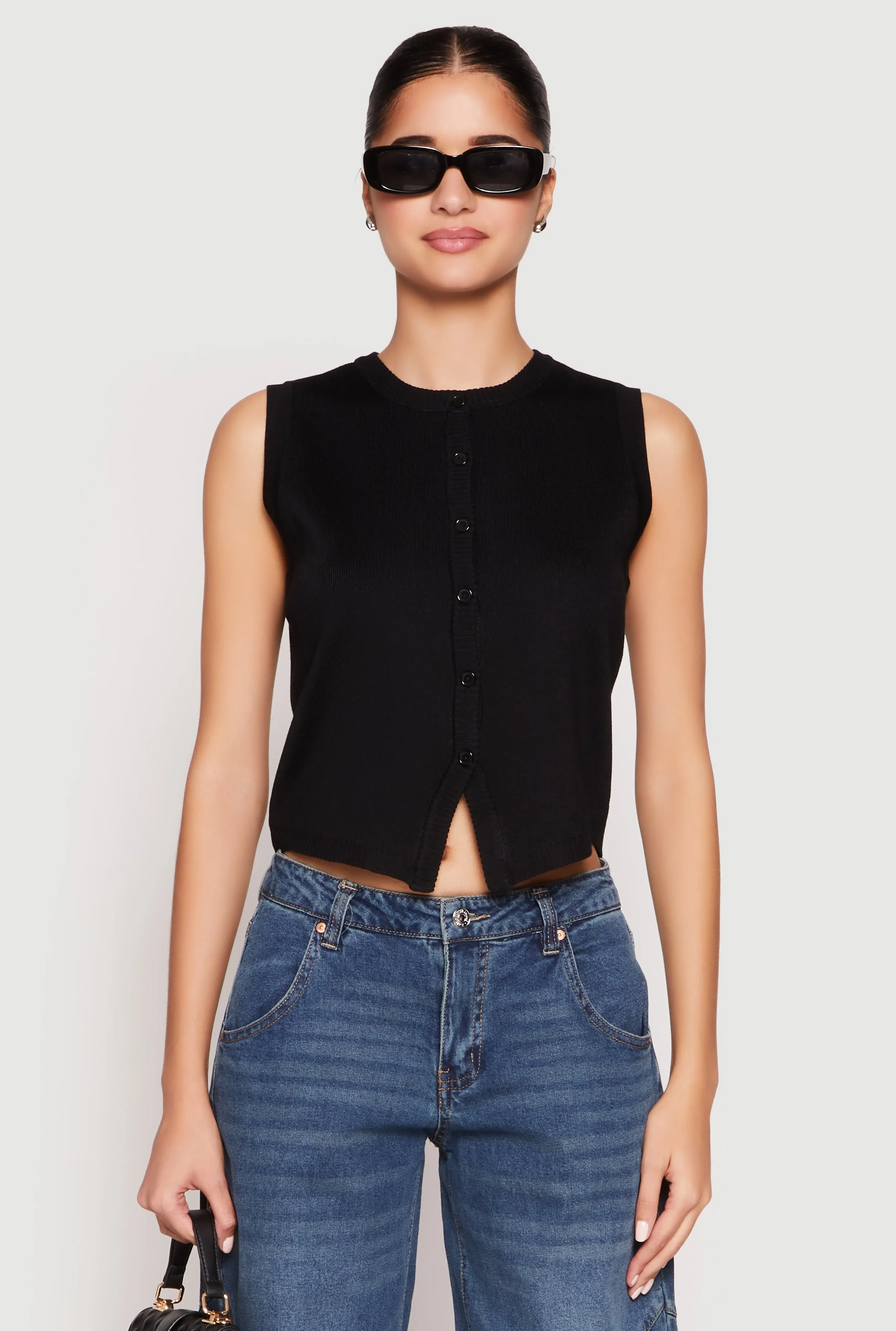 Almost Famous High Neck Button Front Sweater Vest sold by Rainbow product image thumbnail 2