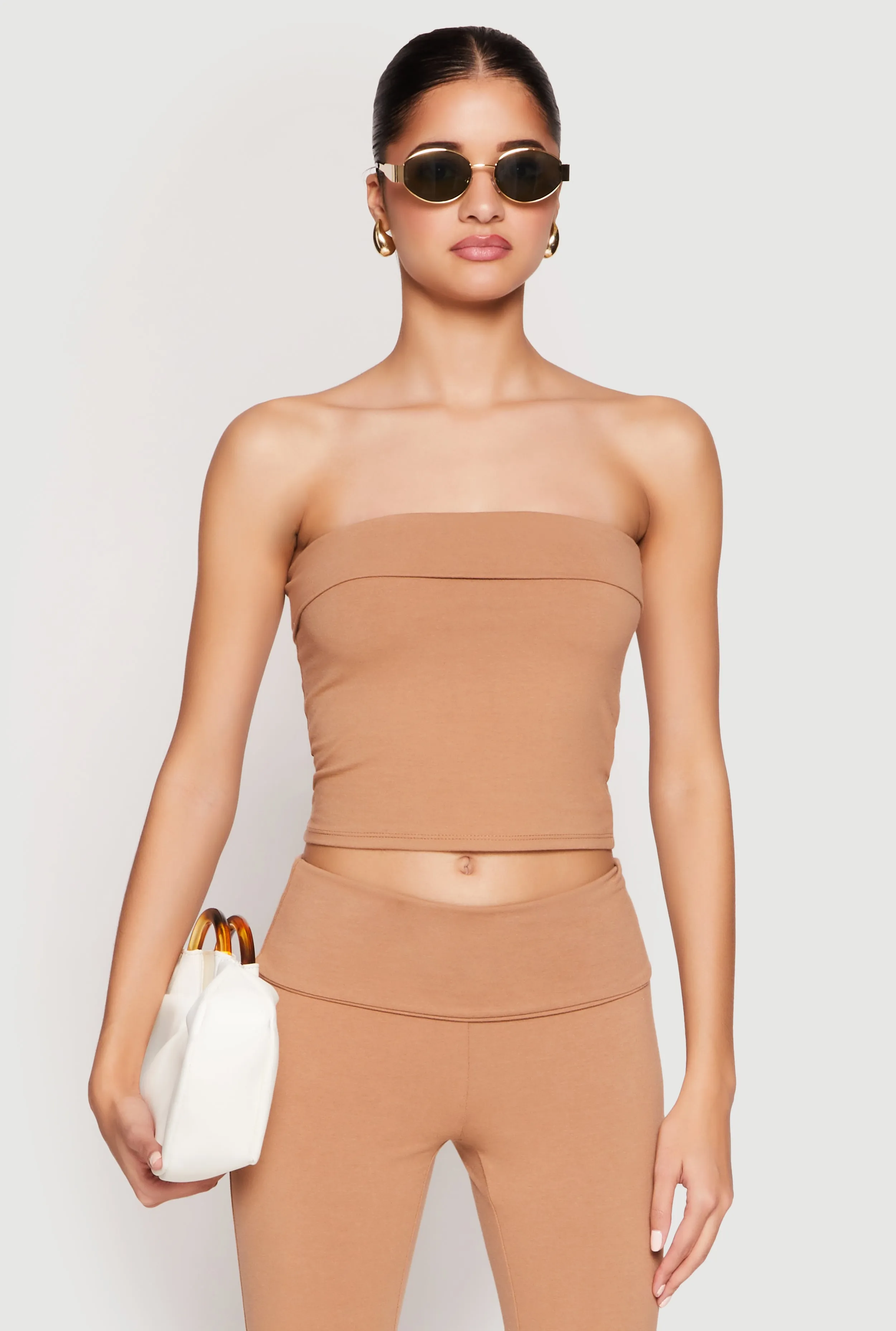 Almost Famous Fold Over Cropped Tube Top sold by Rainbow