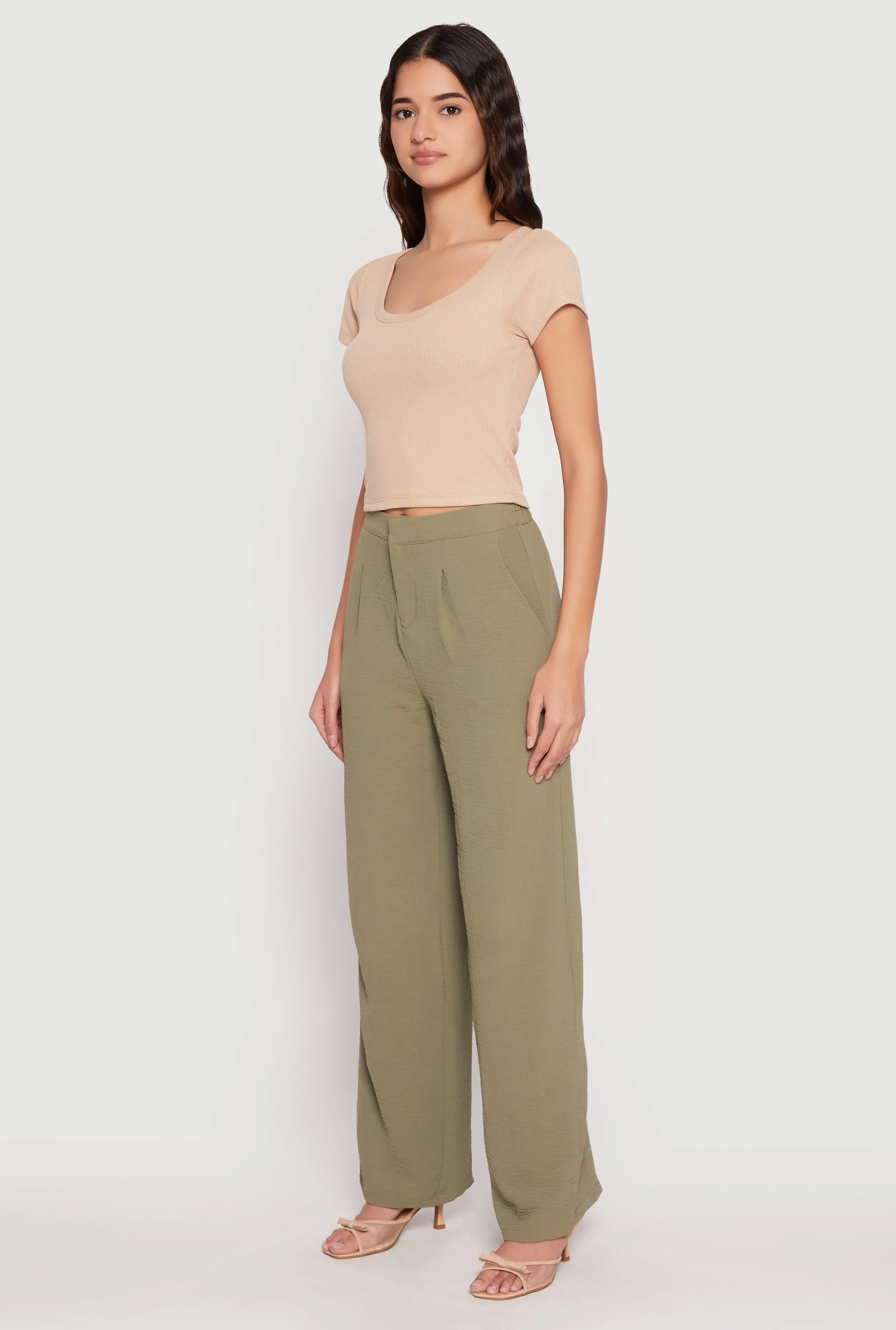 Waffle Knit Short Sleeve Crop Top sold by Rainbow product image thumbnail 3