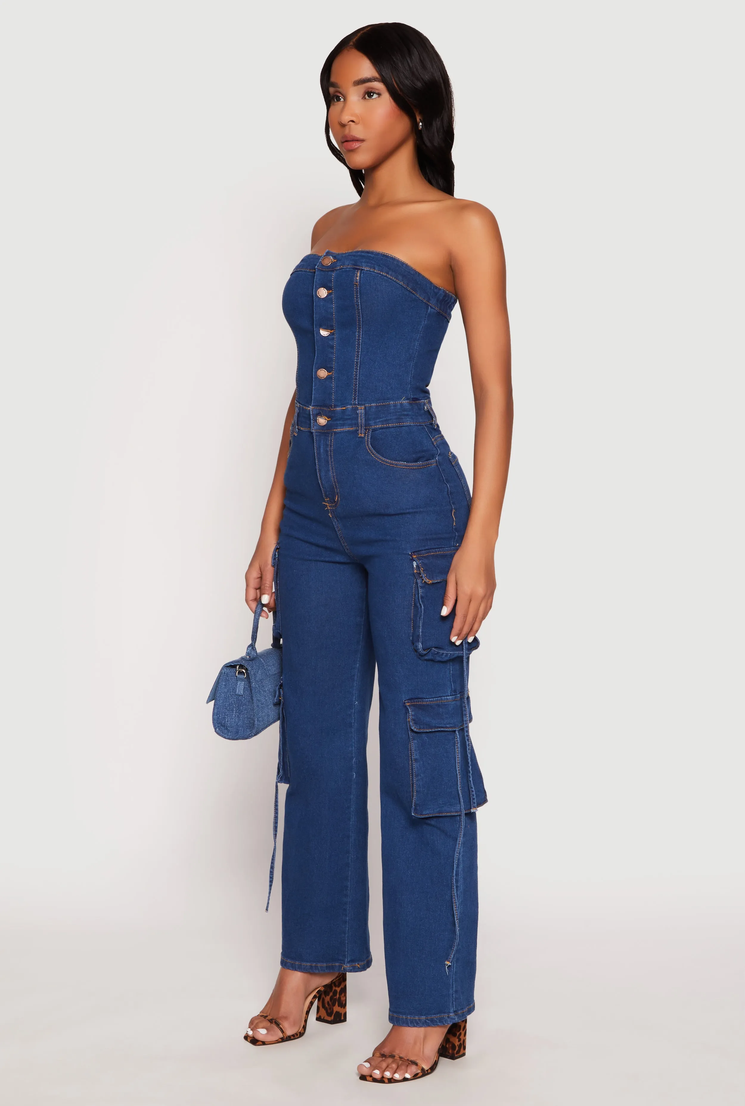 Daisy Denim Button Front Cargo Jumpsuit sold by Rainbow product image thumbnail 2