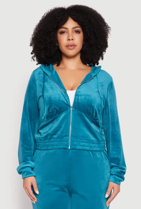 Plus Size Iris Velour Cropped Hooded Sweatshirt sold by Rainbow