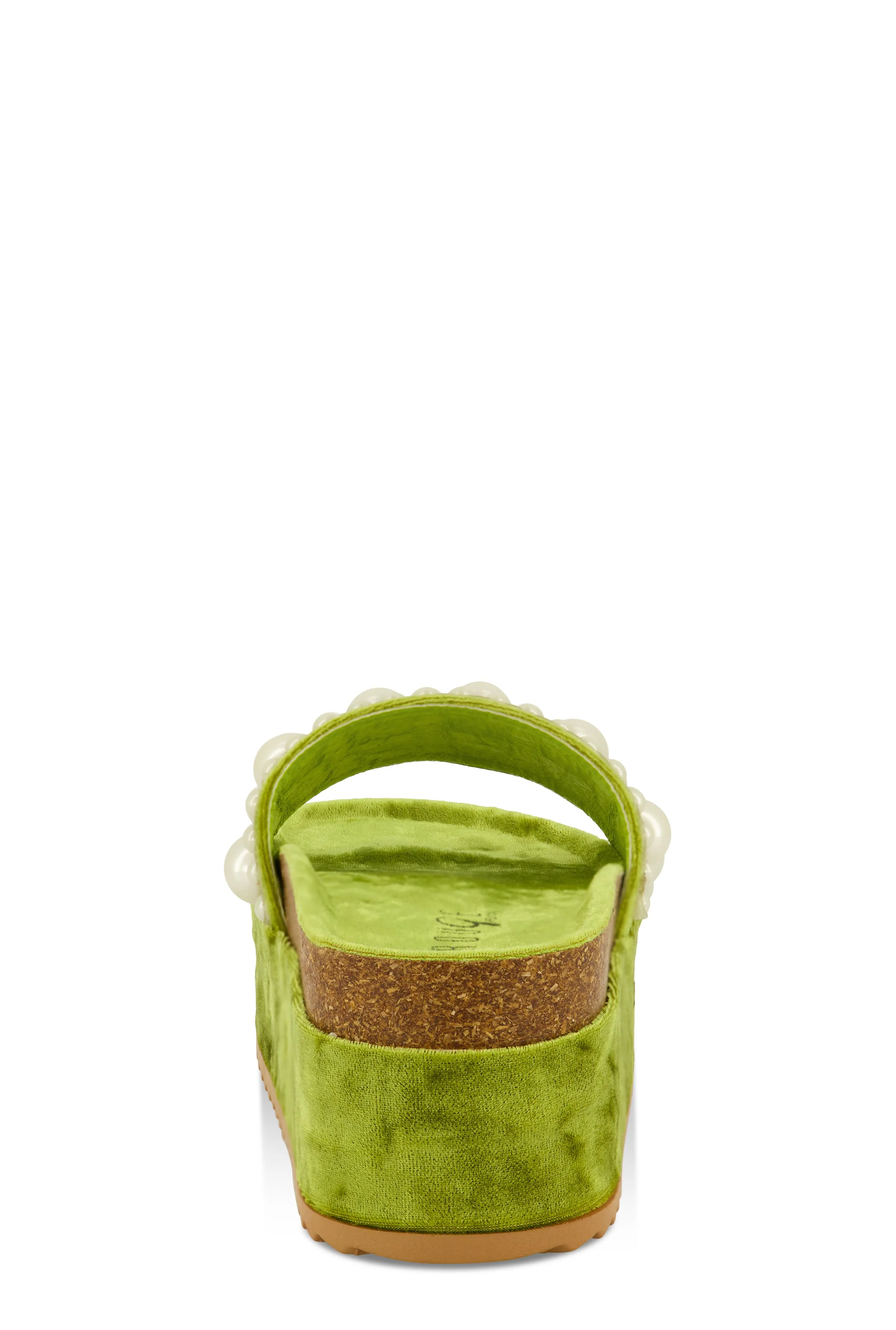 Velvet Faux Pearl Band Platform Slide Sandals sold by Rainbow product image thumbnail 3