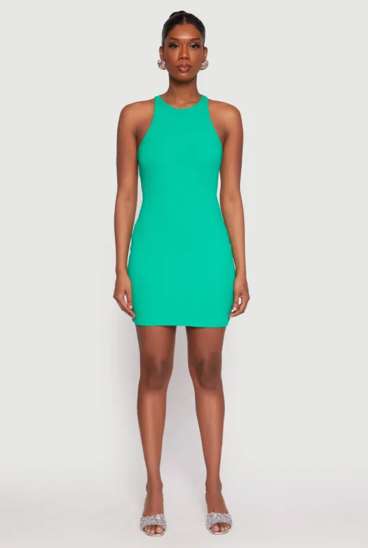 Crew Neck Mini Racerback Tank Dress sold by Rainbow