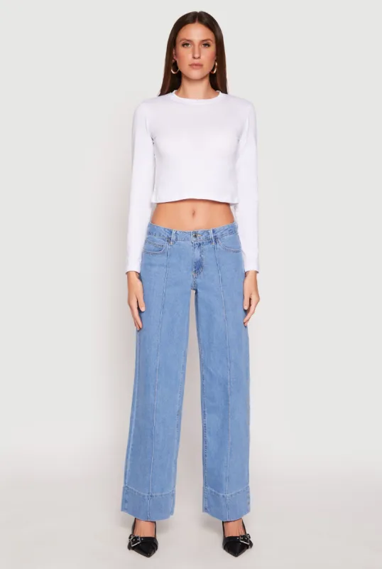 Almost Famous Wide Leg Pintuck Jeans sold by Rainbow