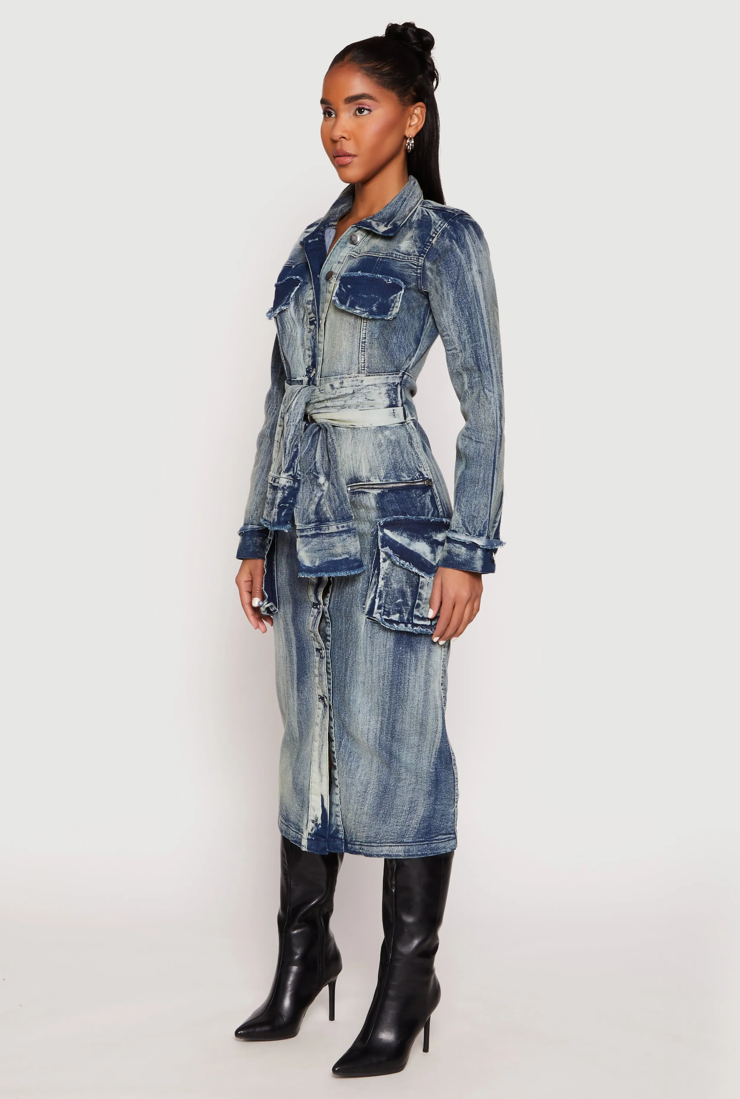 Spoon Jeans Tie Waist Acid Wash Denim Dress sold by Rainbow product image thumbnail 2
