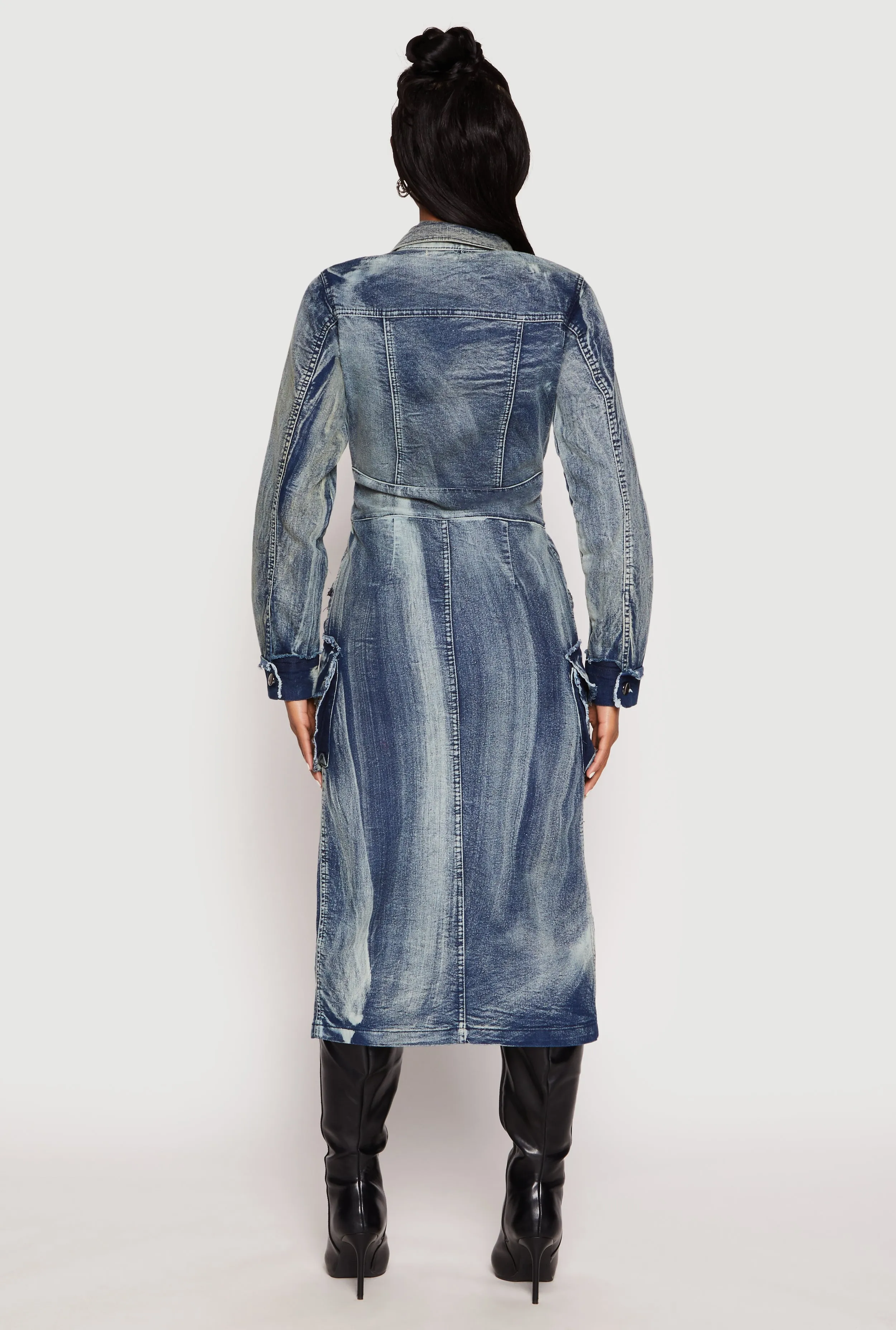 Spoon Jeans Tie Waist Acid Wash Denim Dress sold by Rainbow product image thumbnail 3