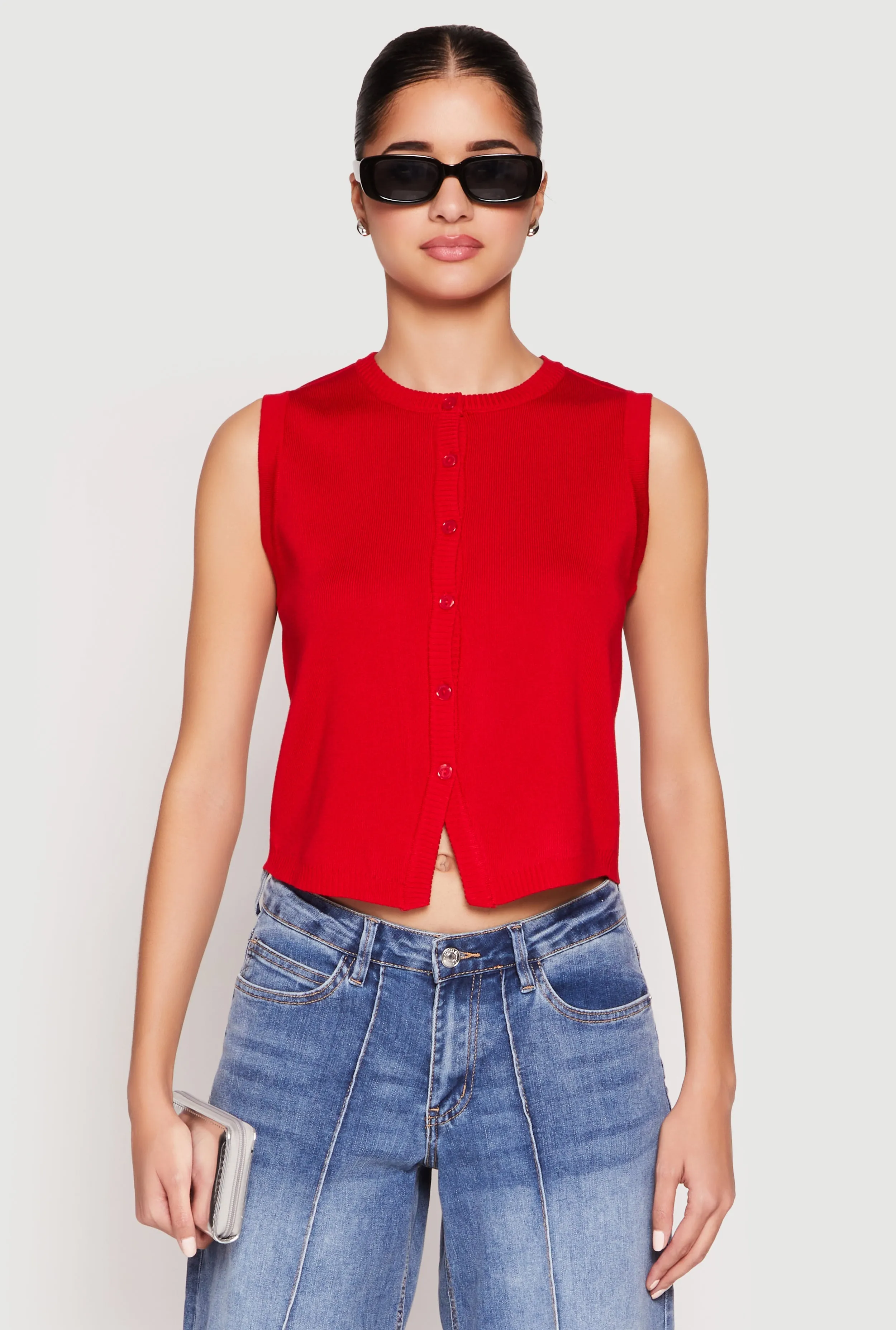 Almost Famous High Neck Button Front Sweater Vest sold by Rainbow product image thumbnail 2