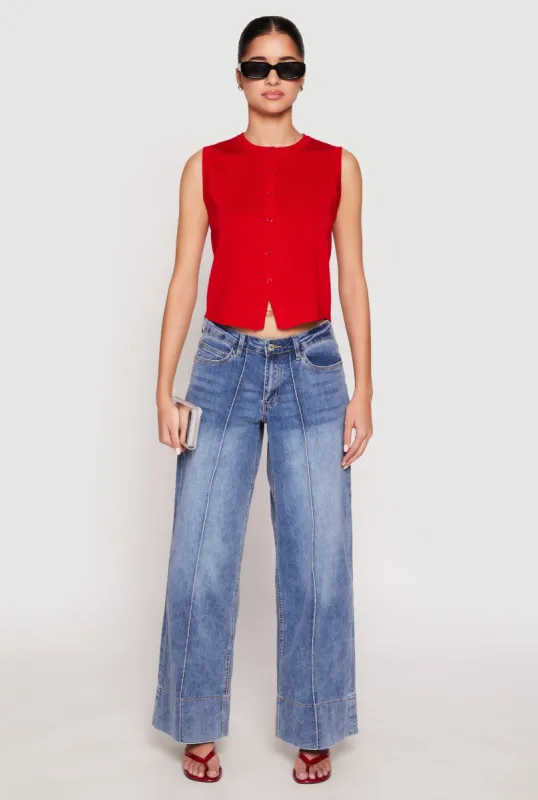 Almost Famous High Neck Button Front Sweater Vest sold by Rainbow