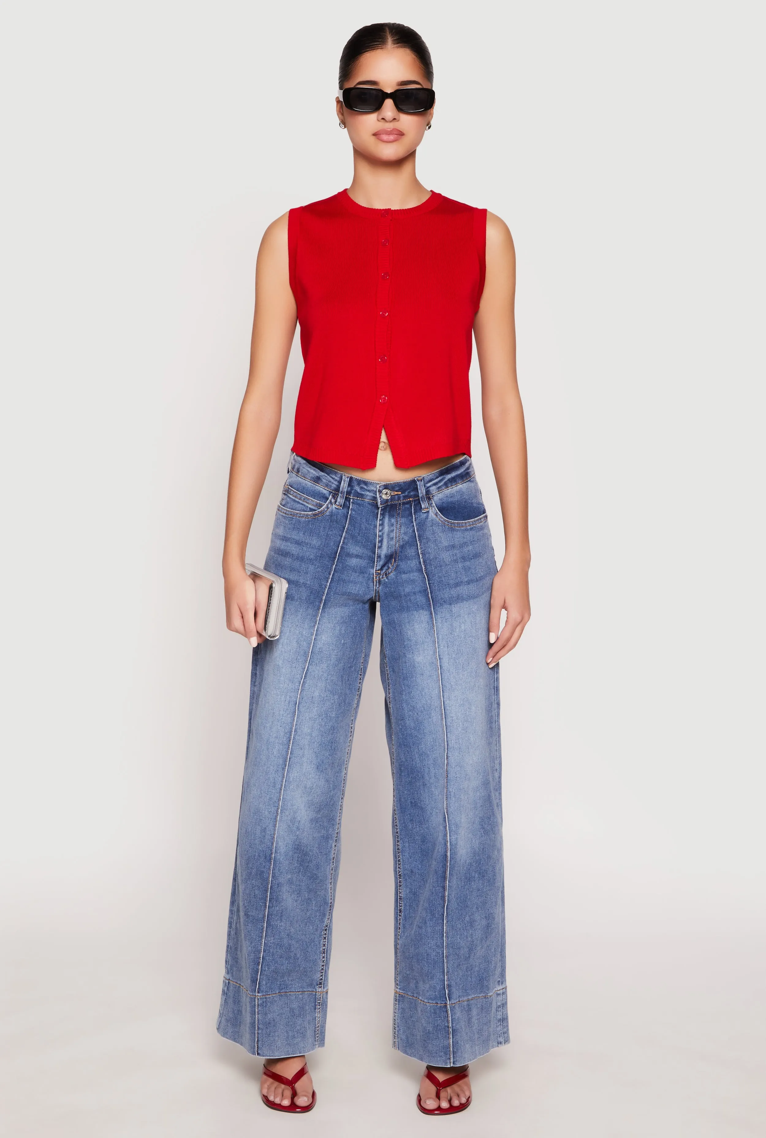 Almost Famous High Neck Button Front Sweater Vest sold by Rainbow