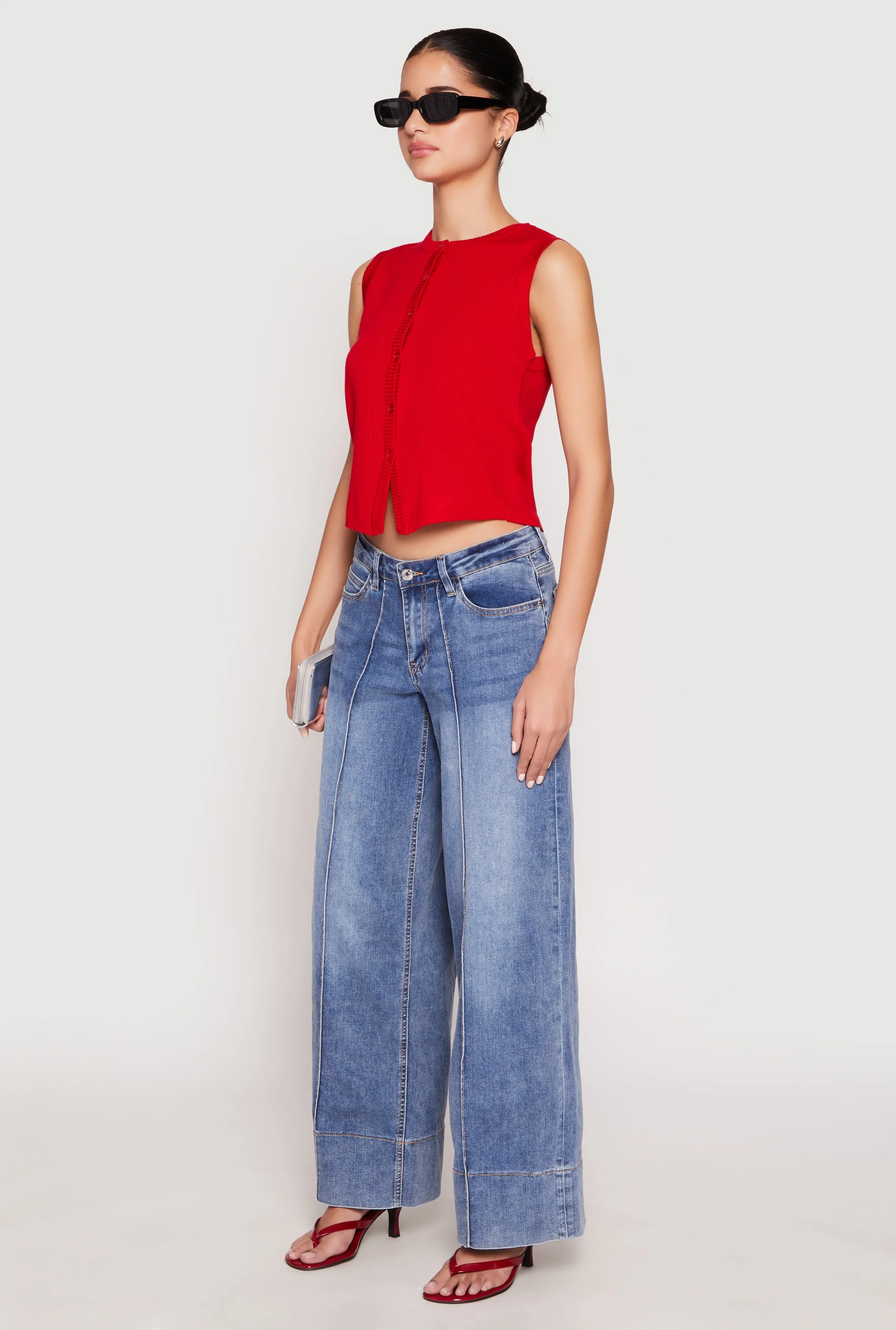 Almost Famous High Neck Button Front Sweater Vest sold by Rainbow product image thumbnail 3