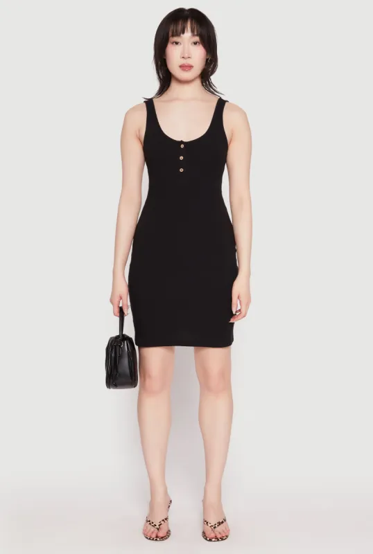 Half Button Mini Tank Dress sold by Rainbow
