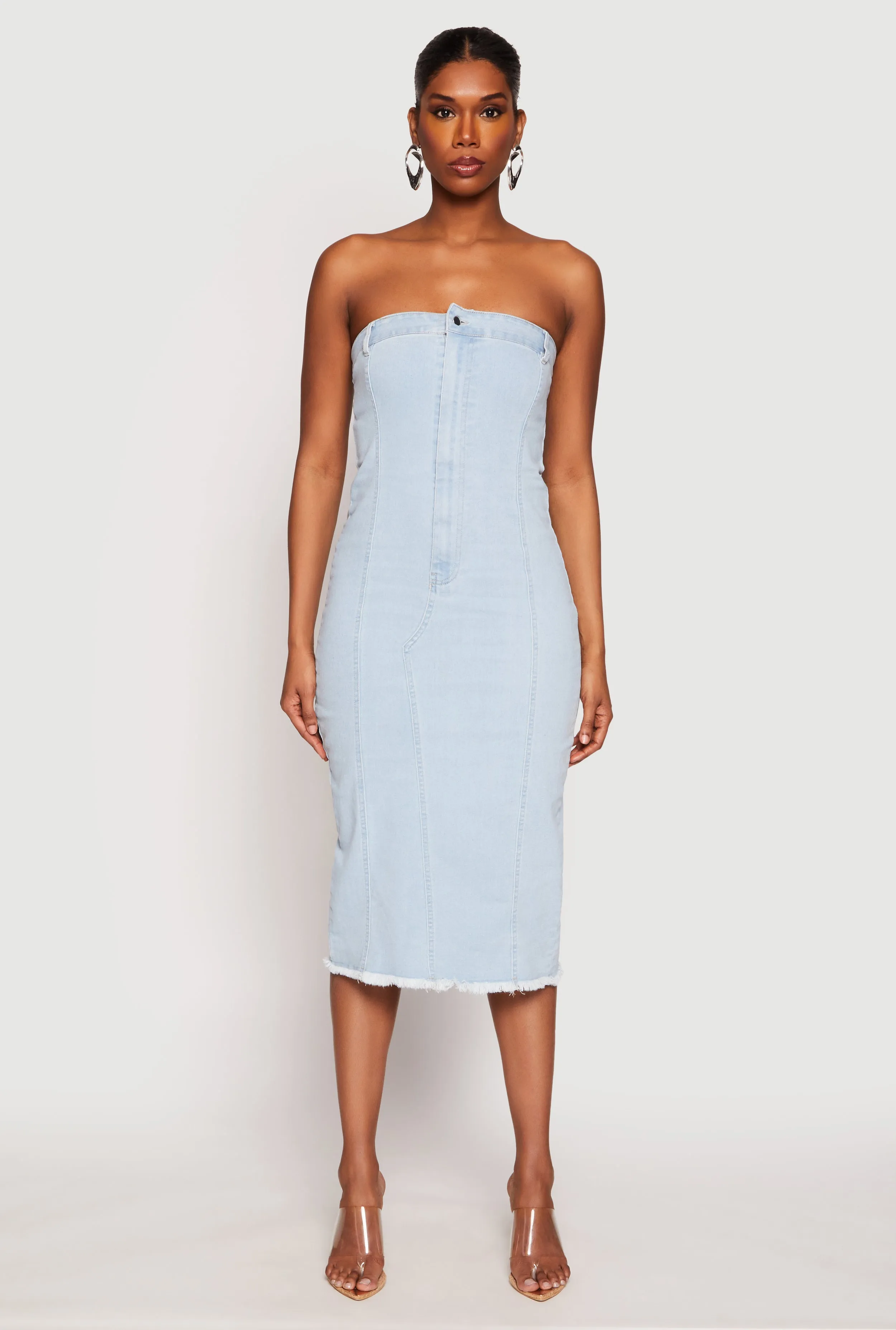 Haute Monde Denim Pintuck Tube Dress sold by Rainbow