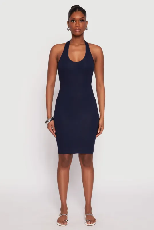 Ribbed Knit Halter Midi Dress sold by Rainbow