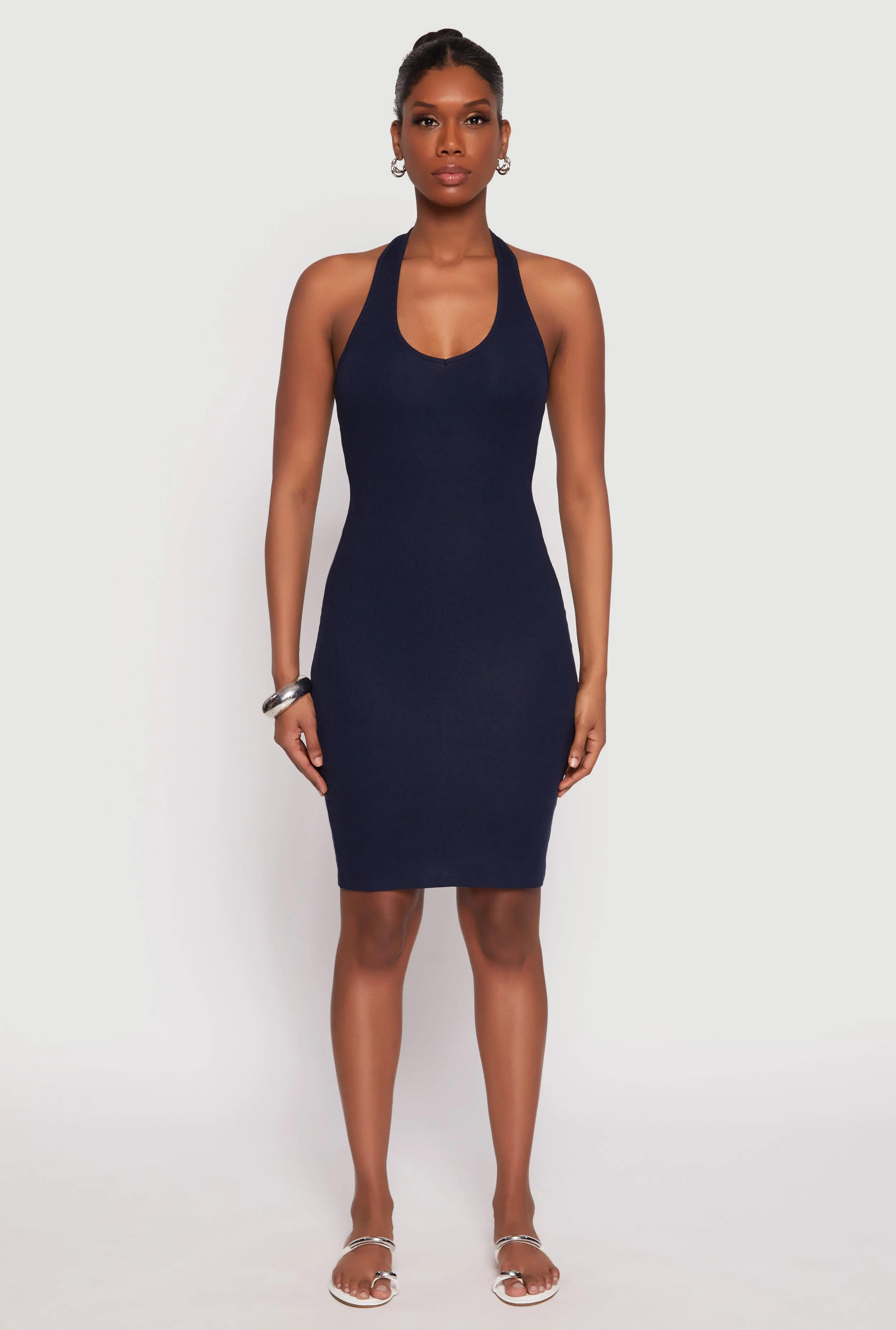 Ribbed Knit Halter Midi Dress sold by Rainbow