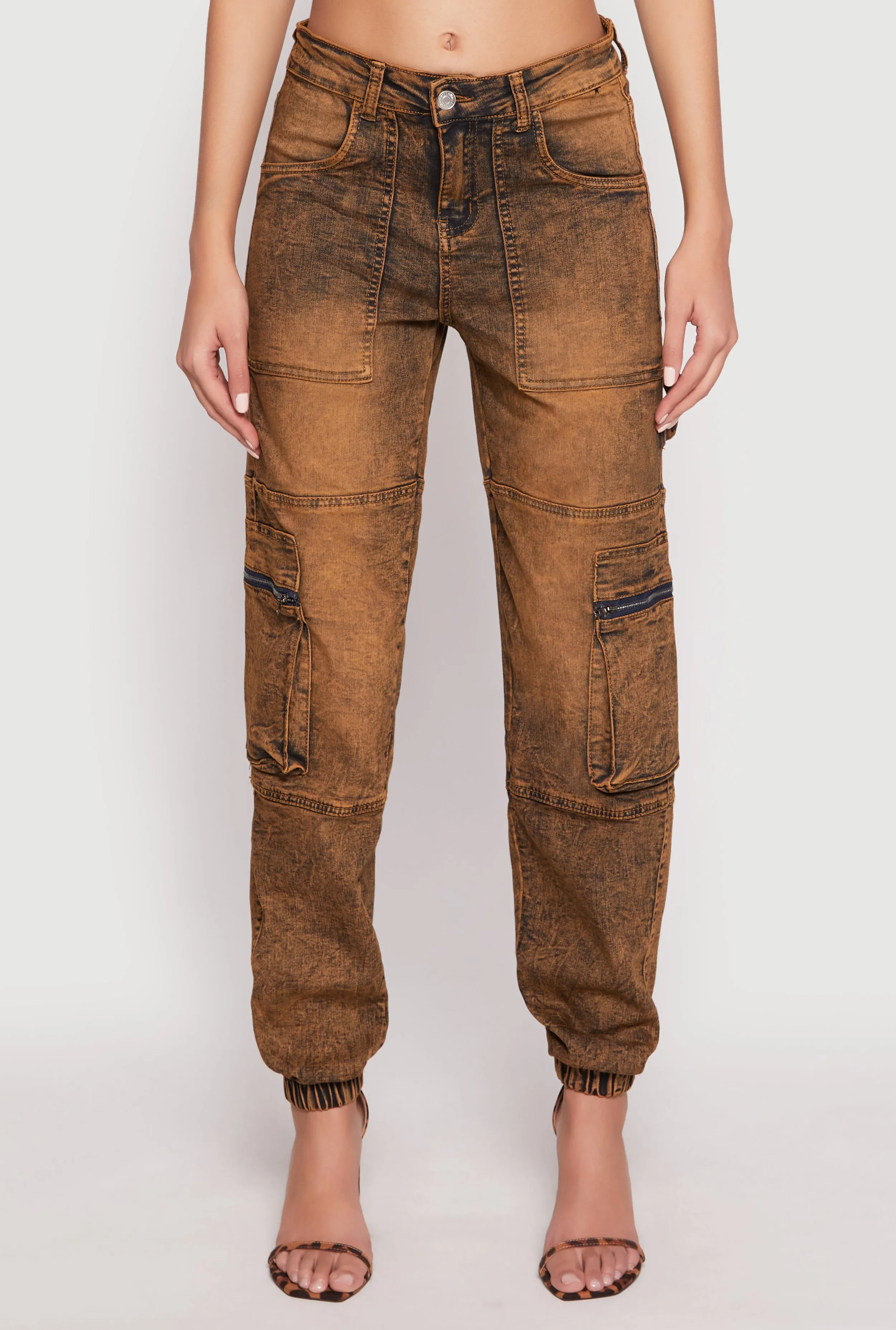 Acid Wash Denim Cargo Joggers sold by Rainbow product image thumbnail 3