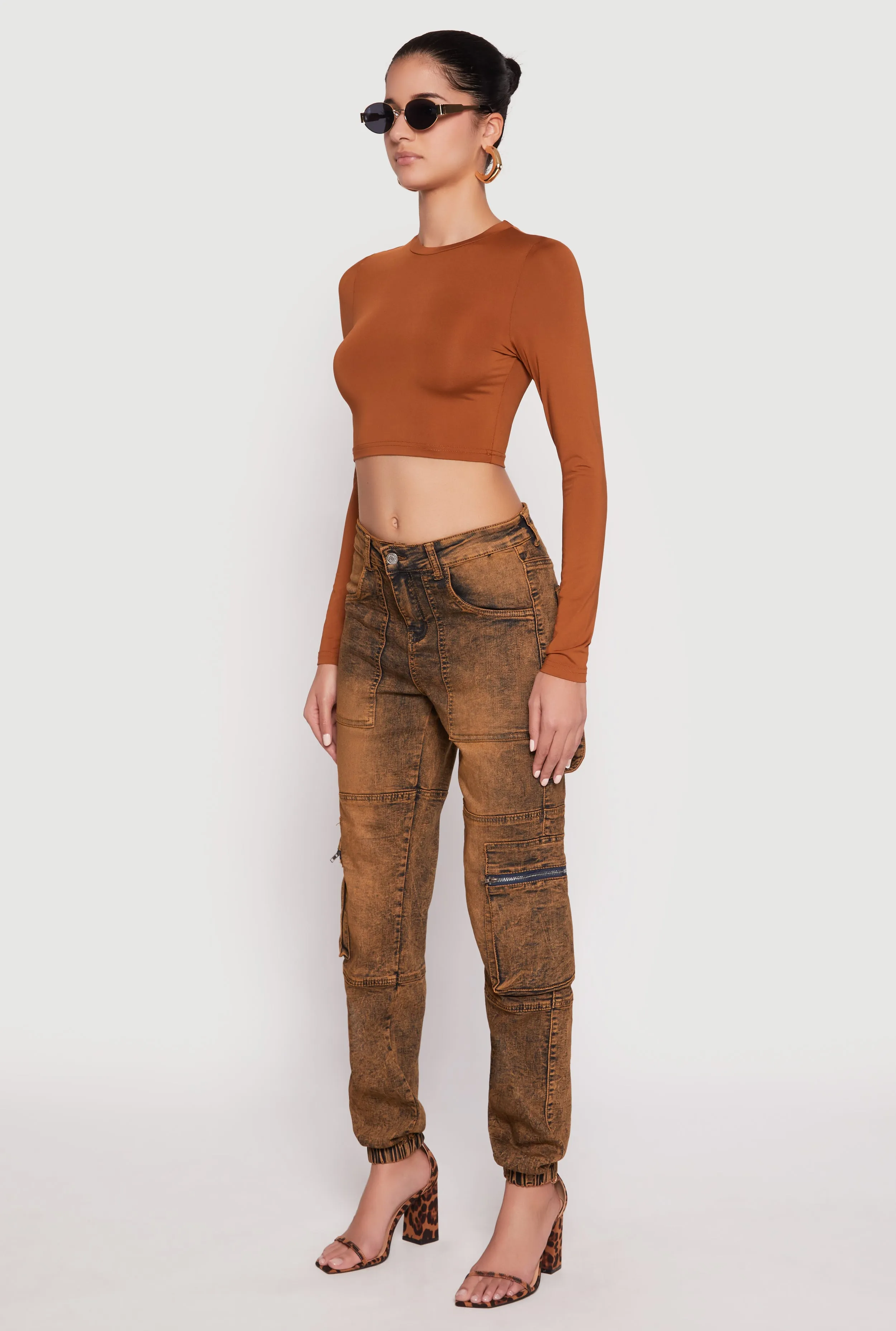 Acid Wash Denim Cargo Joggers sold by Rainbow product image thumbnail 2