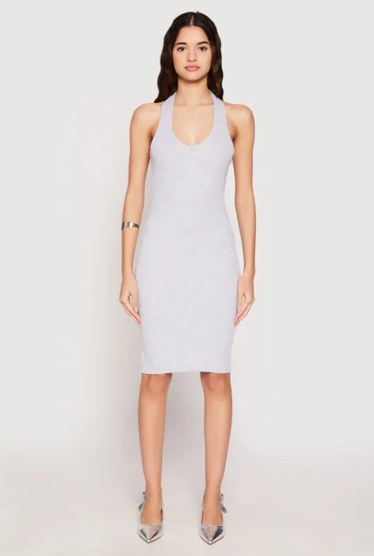 Ribbed Knit Halter Midi Dress sold by Rainbow