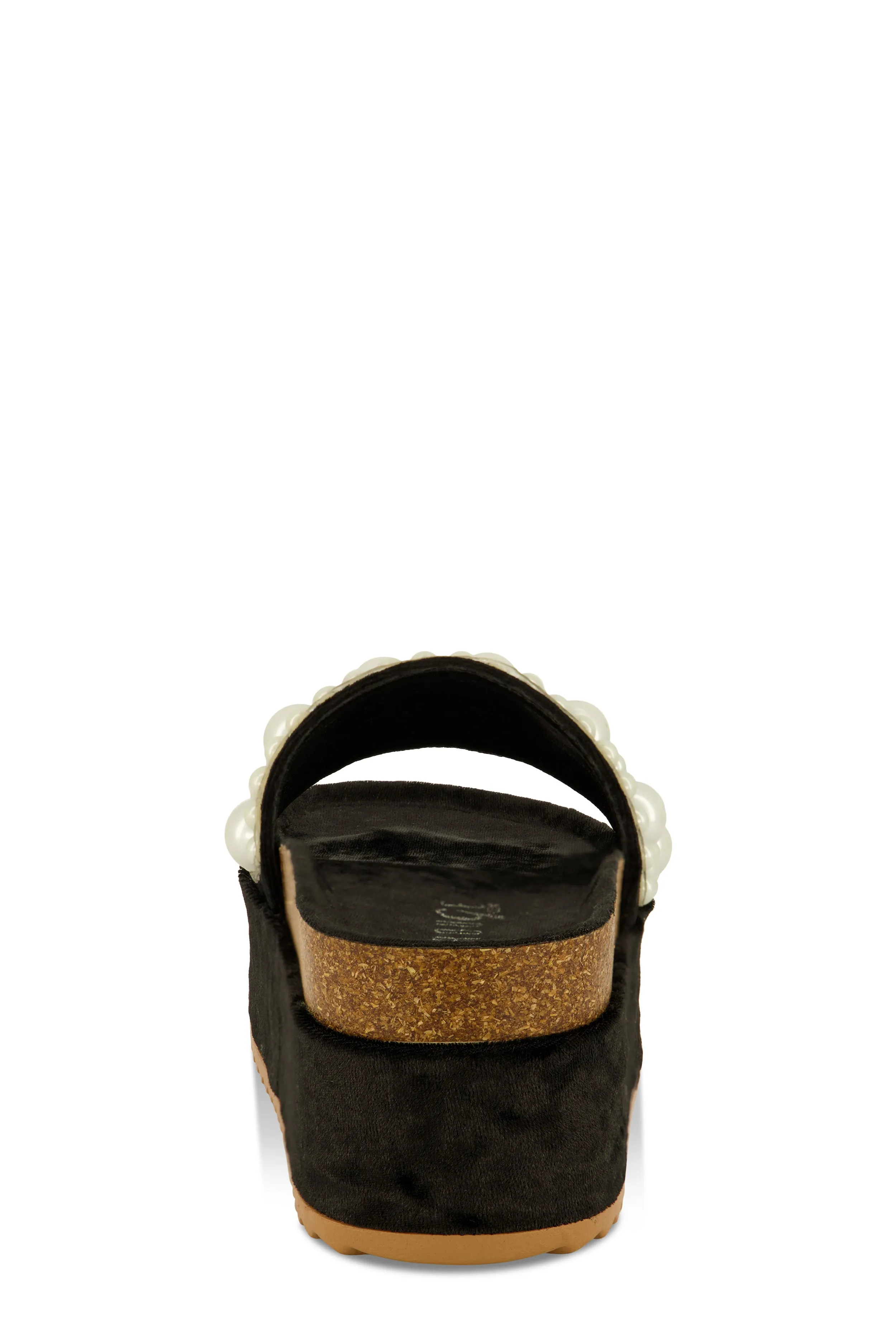 Velvet Faux Pearl Band Platform Slide Sandals sold by Rainbow product image thumbnail 3
