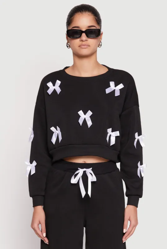 Bow Detail Cropped Sweatshirt sold by Rainbow
