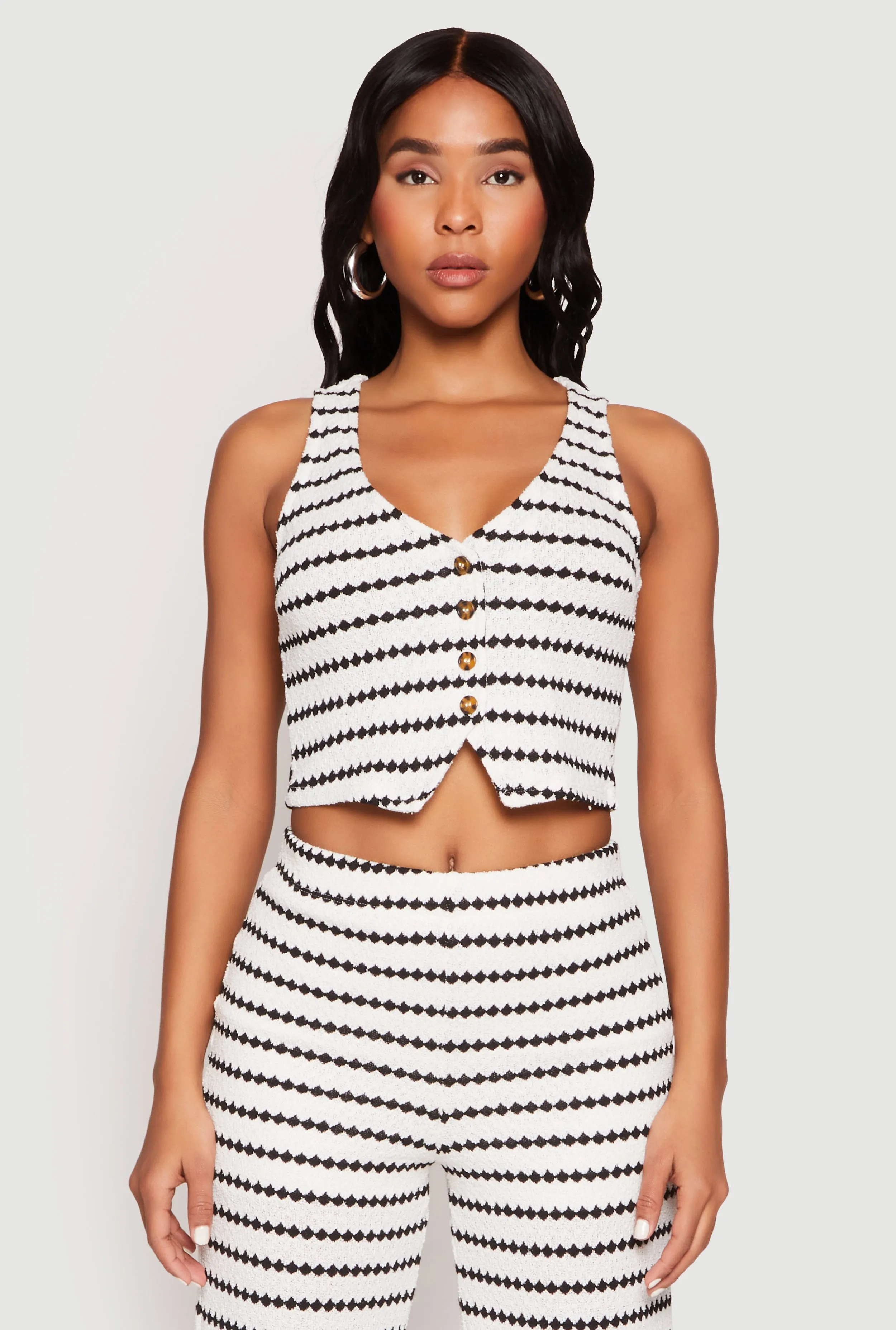 Madden Girl Crochet Striped Vest sold by Rainbow