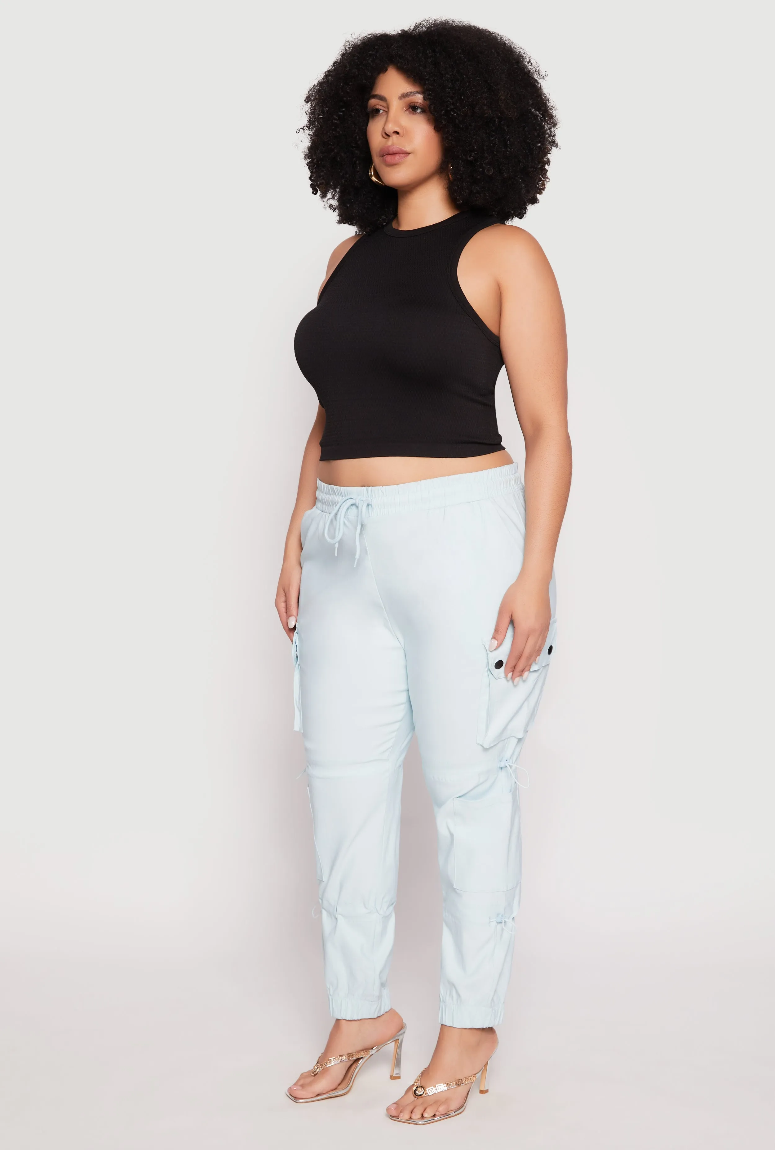 Plus Size Poplin Toggle Drawstring Detail Joggers sold by Rainbow product image thumbnail 2