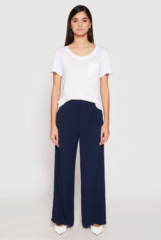 Airy Crepe Knit Wide Leg Dress Pants sold by Rainbow